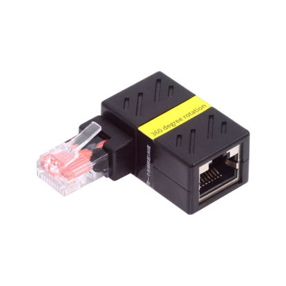 Picture of chenyang CAT6 RJ45 90 Degree Angled Rotating Connector Ethernet Extender LAN Network Cable Extension Adapter 360 Degree Rotating