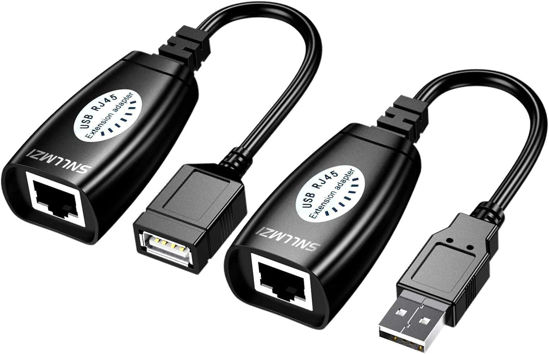 Picture of SNLLMZI USB to cat5 Adapter, USB Over RJ45 Ethernet for Cat5/Cat5e/Cat6/Cat7/Cat8 Extension Cable Adapter, USB 2.0 Extender Over Cat Extender Cable Adapter