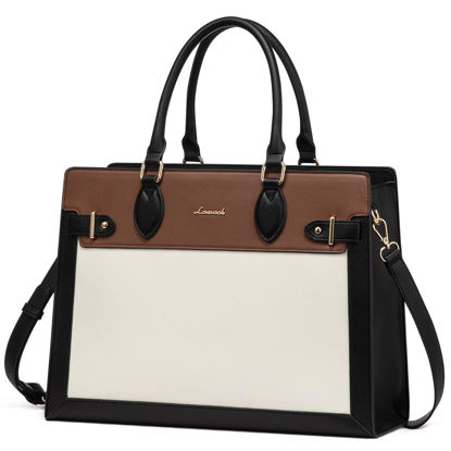 Picture of LOVEVOOK Laptop Bag for Women 17 Inch Work Tote, Business Computer Briefcase, PU Leather Tote Bag for Teacher, Office Shoulder Tote Purse