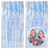 Picture of 2 Pack Foil Curtain Backdrop Iridescent Metallic Tinsel Foil Fringe Curtains Photo Booth Props for Birthday Wedding Engagement Baby Shower Bachelorette Christmas Holiday Celebration Party Decorations
