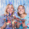 Picture of 2 Pack Foil Curtain Backdrop Iridescent Metallic Tinsel Foil Fringe Curtains Photo Booth Props for Birthday Wedding Engagement Baby Shower Bachelorette Christmas Holiday Celebration Party Decorations