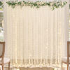 Picture of Champagne Tulle Backdrop Curtain with Lights String for Parites Wedding 10x8ft Champagne Sheer Backdrop Curtains for Bridal Baby Shower Valentine's Day Birthday Party Photo Booth Props Decorations