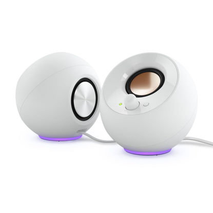 Picture of Creative Pebble SE Minimalist 2.0 USB-C Powered PC Speakers with RGB Lighting, 3.5 mm AUX-in, Up to 4.4W RMS Power for Computers and Laptops (White)