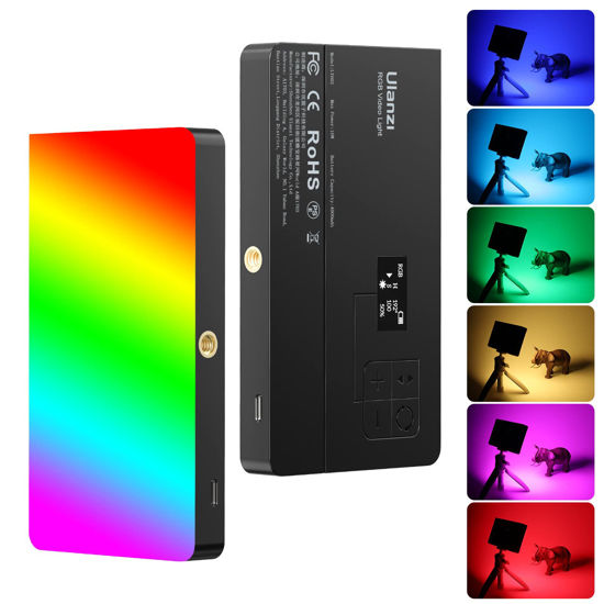 Picture of ULANZI LT002 RGB Video Light, Portable LED Camera Light Panel 0-360 Full Color, CRI 95+ 2500-9000K LED Video Light, 4000mAh Rechargeable LED DSLR Lighting for Vlogging, Photography, Video Conference