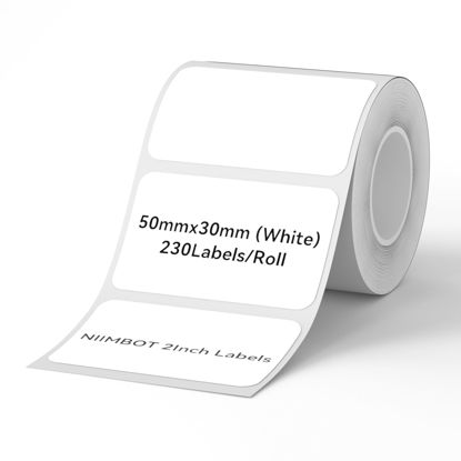 Picture of NIIMBOT Labels for B1/B21/B3S Label Maker, 50 x 30 mm (1.97'' x 1.18'') 230 Tapes/Roll, Thermal Label Tape, Waterproof, Oil-Proof for Home Office Small Business Labeling Tape Replacement(White)