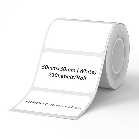 Picture of NIIMBOT Labels for B1/B21/B3S Label Maker, 50 x 30 mm (1.97'' x 1.18'') 230 Tapes/Roll, Thermal Label Tape, Waterproof, Oil-Proof for Home Office Small Business Labeling Tape Replacement(White)