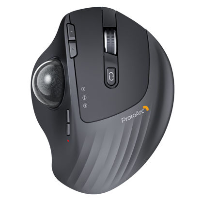 Picture of ProtoArc Wireless Trackball Mouse, EM01 NL Ergonomic Bluetooth Rollerball Thumb Mouse Rechargeable Computer Laptop Mouse, Adjustable Angle & 3 Device Connection for PC, Mac, Windows-Gray Ball