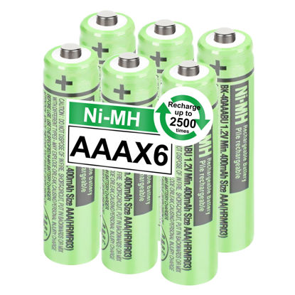 Picture of OSIM 6Pack BK-40AAABU Ni-MH AAA Rechargeable Batteries 400mah 1.2V AAA NI-MH Rechargeable Batteries for Cordless Phones, Remote Controls, Electronics