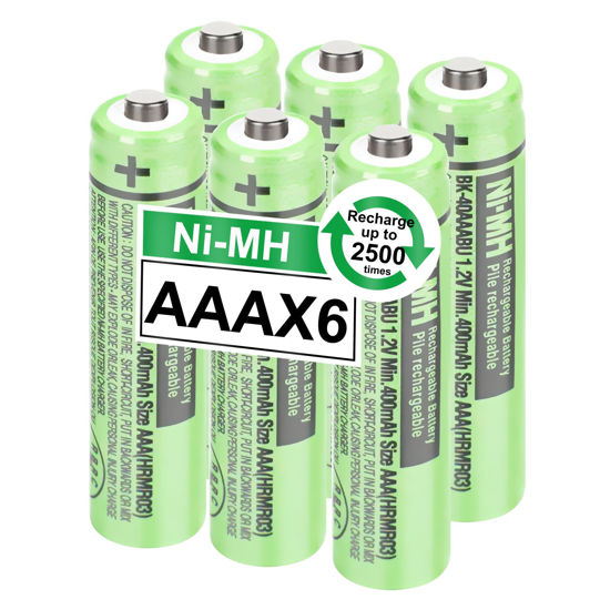 Picture of OSIM 6Pack BK-40AAABU Ni-MH AAA Rechargeable Batteries 400mah 1.2V AAA NI-MH Rechargeable Batteries for Cordless Phones, Remote Controls, Electronics