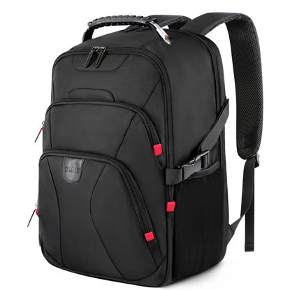 Picture of ZOMFELT Travel Backpack, 15.6 inch Laptop Backpack for Men Women, Water Resistant College School Computer Bag, Carry On Bag Airline Approved Business Work Bag, Laptop Bag for Work Trip Gift, Black