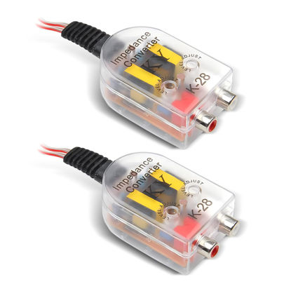 Picture of Ajxn 2 PCS Car Amplifier Subwoofer High Frequency to Low Frequency Converter, RCA Line Control Audio Signal Retrofit Adapter, High to Low Speaker Output Converter, Universal for Cars (Transparent)
