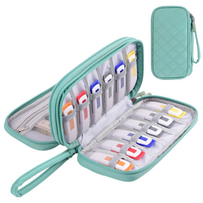 Picture of USB Flash Drive Case, Portable USB Holder Storage Bag for Samsung/Sandisk USB Memory Stick/Thumb Drive/Jump Drive/SD Card/Cable, with 18 Slots (Green)
