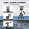 Picture of NEEWER Basic Mini Desk Tripod for iPhone & Camera with 3 Way Pan Tilt Head, Handle & Remote, Metal Portable Table Top Video Phone Tripod with 1/4" Plate for DSLR Camera Camcorder, Max Load 13lb, TP02