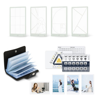 Picture of (11 Pcs) JJC Composition Viewfinder View Catcher Tool, Golden Ratio Fibonacci Spiral Rule of Thirds Leading Lines Card Composition View Finder for Artists Photographer Painter Sketchers