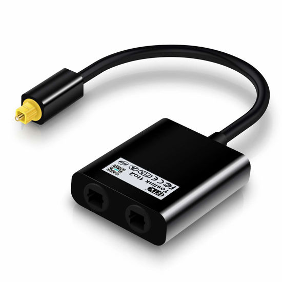 Picture of EMK Optical Splitter 1x2 1 in 2 Out Digital Optical Audio Splitter Toslink Splitter Compatible with Home Theater,Sound Bar,Television,Blu-ray Players