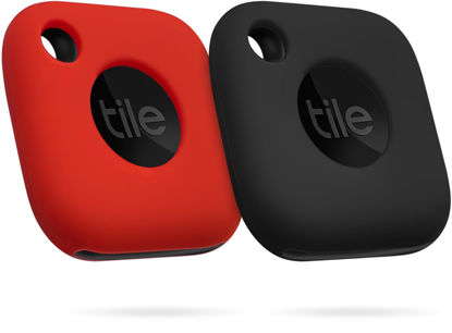 Picture of Geiomoo Silicone Case for Tile Mate 2024, Tile Mate 2022, Soft Scratch Resistant Cover with Carabiner (2 Pack Black+Red)