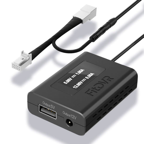 Picture of FitDVR Dash Camera Power Adapter (10-Pin) for Toyota and Lexus, Connects to Rearview Mirror, LED Display, Built-in USB Power Source, Easy Install, Plug and Play, 5V 12V Output,D3-035