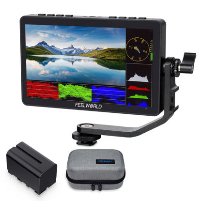 Picture of FEELWORLD F5 Pro V4 6 Inch Touch Screen DSLR Camera Field Monitor with F750 4400mAh Battery and Bag, Waveform LUT F970 External Kit Install and Power Kit 1920x1080 4K HDMI in Out 5V Type-c Input