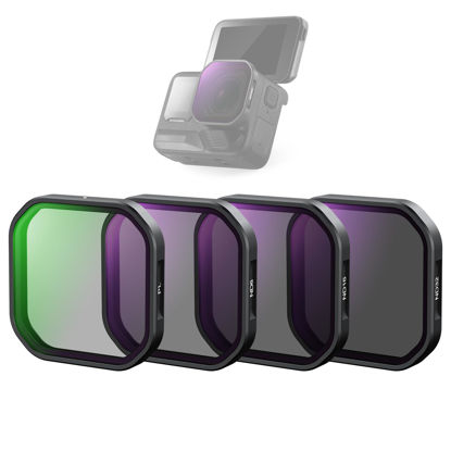 Picture of NEEWER 4 Pack ND Polarizer Filter Set Compatible with Insta360 Ace Pro 2, PL/ND8/ND16/ND32 Neutral Density and Polarizer Polarizing Filter Kit Snap On Action Camera Accessories, FL-A95