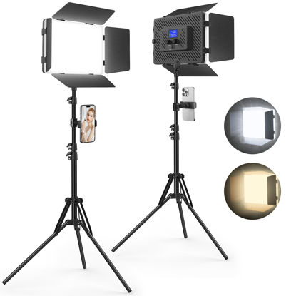Picture of Unicucp 2 Pack Led Video Light Panel Lighting Kit with Barn Doors, 8000mAh Rechargeable Camera Light, 2500K-8500K Photo Light for Outdoor Indoor Photography Live Streaming Zoom Calls Video Recording