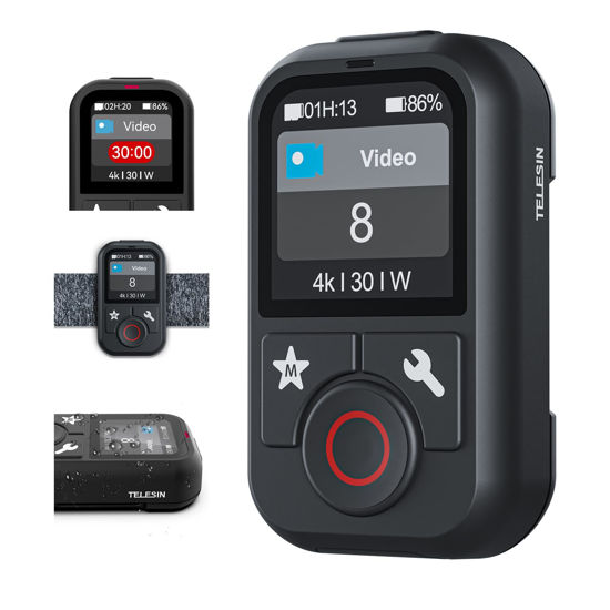 Picture of TELESIN T13 Waterproof Remote Control for GoPro | Color LCD Dispaly | Multi-Language Support, Smart Wireless Controller Compatible with Go Pro 13 12 11 10 9 8 Black Max Mini Action Camera Accessories