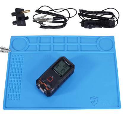 Picture of Kaisi Anti-Static Mat with ESD Wrist Strap and Grounding kit, Silicone Soldering Repair Work Mat 932°F Heat Resistant ESD Safe pad for Electronic, Phone, iPhone, iPad, iMac, Laptop, Computer, Watch