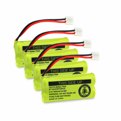 Picture of Kruta BT18433 BT28433 2.4V 800mAh Ni-MH Cordless Phone Battery Pack Compatible with BT18433/BT28433 CS6219 CS6229 DS6301 DS6151 DS6101 BT184342 BT284342 BT-1011 BT-1018 BT-1022 BT-1031 （4 Pack）