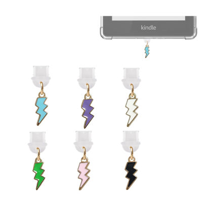 Picture of spansee Lightning Bolt Dust Plug Charm Compatible with Kindle Paperwhite 2021 Released,Type C/USB C Dust Plug,Set of 6