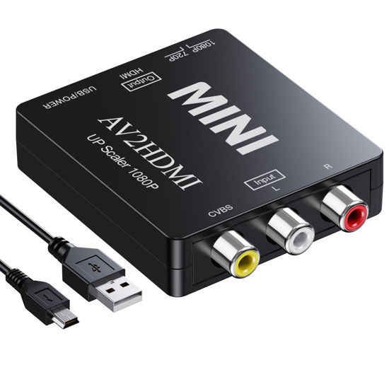 Picture of DigitPro RCA to HDMI Converter, AV to HDMI Converter, 1080P Mini RCA AV Composite Video Audio to HDMI Converter Adapter Supporting PAL/NTSC for TV/Wii/PC/PS 123/ STB/Xbox/VHS/VCR/Blue-Ray DVD Players
