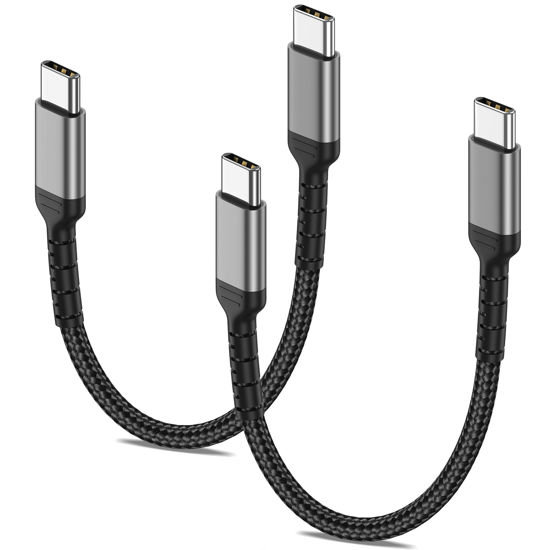 Picture of 6 Inch USB C Charger Cord, 2 Pack Short USB C to USB C Cable Braided Fast Charging USBC Cable Compatible with iPhone 15 Samsung Galaxy S23 Ultra Google Pixel, Short USB C to C Cable 0.5ft