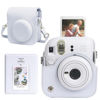Picture of CAIYOULE Protective Camera Case for Instax Mini 12 Instant Camera for Fuji Mini 12 Case PU Leather Carrying Bag with Adjustable Shoulder Strap & 64 Pockets Photo Album - Clay White