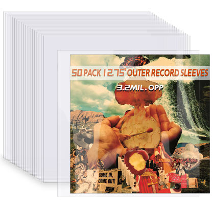 Picture of Record Sleeves for Vinyl Record, 50 Clear Plastic 12“ LP Record Sleeves Outer, 12.75" x 12.75" 3.2 Mil Album Covers, Protective Single & Double Record Sleeves for Vinyl Record Albums Protection
