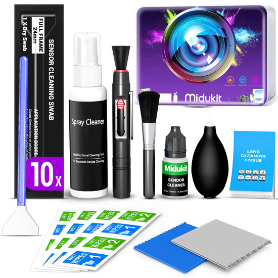 Picture of Updated Camera Lens Cleaning Kit, Camera Sensor Cleaning Kit Full Frame with 10x Sensor Cleaning Swabs, Sensor Cleaner and Other Essentials, DSLR Cleaner Kit for Canon Nikon Sony