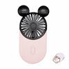 Picture of DecoLife Cute Personal Mini Fan, Handheld & Portable USB Rechargeable Fan with Beautiful LED Light, 3 Adjustable Speeds, Portable Holder, Perfect for Indoor Or Outdoor Activities, Cute Mouse (Pink)