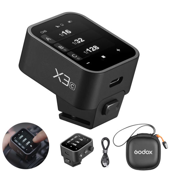 Picture of Godox X3 X3C X3-C TTL Wireless Flash Trigger for Canon Camera, OLED Touchscreen Flash Transmitter,Built-in Lithium Battery Support Quick Charge(Godox X2T-C/Xpro-c/XProII-C Upgrade Version)