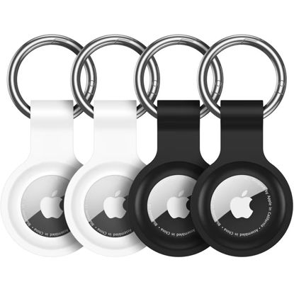 Picture of HATALKIN Compatible with AirTag Case Keychain Air Tag Holder Silicone AirTags Key Ring Cases Tags Chain Apple GPS Item Finders Accessories 4 Pack