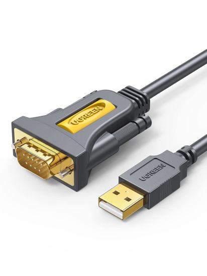 Picture of UGREEN 3ft USB to Serial Adapter, Serial to USB Adapter DB9 Male 9 Pin with PL2303 Chipset, PVC jacket, RS232 to USB Cable for Windows 11 10 8.1 8 7 XP Vista, Mac OS, Linux