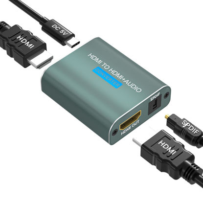 Picture of HDMI Audio Extractor,HDMI to HDMI Optical Audio Adapter Support HDCP Digital DTS 5.1 PCM,HDMI Audio Splitter for Fire Stick, Blu-Ray Player