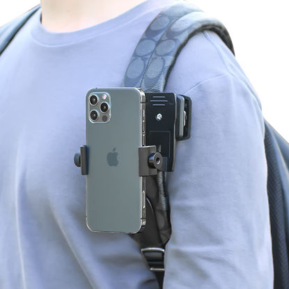 Picture of SOH Mingying Backpack Shoulder Strap Mount Bag Belt Shoulder Strap Clip Holder for Phone, 360° Rotation Hand Free Phone Backpack Clamp Mount for Video Recording, POV/Vlog
