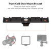 Picture of HSU Cold Shoe Mount Bracket, Triple-Head Hot Shoe Mount, and 1/4 Screw Port, Aluminum Cold Shoe Plate Adapter with Cable Slot Bayonet for Microphone, Led Video Light, Monitor (Extension)