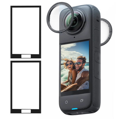 Picture of JZW-Shop X4 Lens Guards with Screen Protector for Insta 360 X4, Lens Cover Tempered Glass Screen Protector for Insta 360 X4 Accessories, 9H Hardness Ultra HD, Anti-Scratch