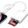 Picture of Denlane SD Card Reader for iPhone iPad Mac Dual Connector, Digital Camera Memory Card Adapter to iPhone with SD/Micro SD/Charging Slot, Lightning & USB C SD Card Viewer for Photography, Plug and Play