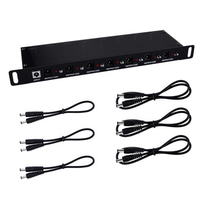 Picture of GeeekPi DC PDU Lite 7-CH 0.5U Rack-Mount Power Distribution Unit for DeskPi Rackmate T1/T0/T2 and 10 Inch Server Cabinet, 7 Outlets, with 3PCS 25cm DC5521 Cables and 3PCS 50cm DC5521 Cables