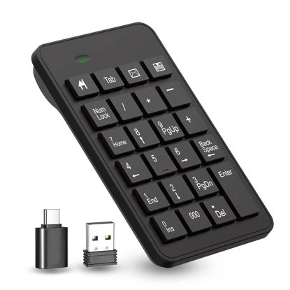 Picture of LOONASA Wireless USB & Typec Number Pad, Enhanced Efficiency 23 Keys Numeric Keypad Upgraded Version of 10 Key USB Keyboard Financial Accounting Numpad for Laptop, PC, Notebook, Desktop,Surface Pro