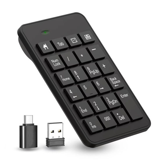 Picture of LOONASA Wireless USB & Typec Number Pad, Enhanced Efficiency 23 Keys Numeric Keypad Upgraded Version of 10 Key USB Keyboard Financial Accounting Numpad for Laptop, PC, Notebook, Desktop,Surface Pro