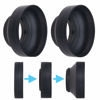 Picture of Camera Lens Hood - Rubber - Set of 2 - Collapsible in 3 Steps - Sun Shade/Shield - Reduces Lens Flare and Glare - Blocks Excess Sunlight for Enhanced Photography and Video Footage