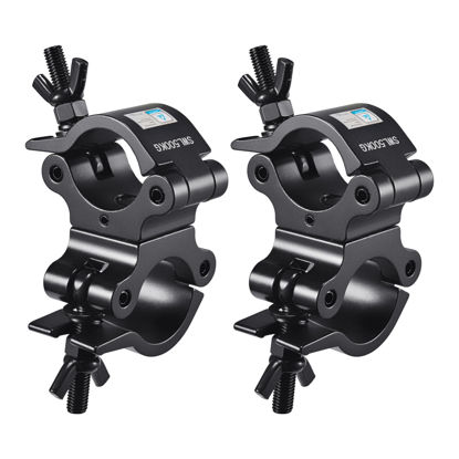 Picture of TUV Pro-Swivel Truss Clamp Black 2 inch, 2 Pack Rualin Heavy Duty 500kg Swivel Coupler 50mm Truss Clamps, Dual Head Turn As Needed Two 360 Degree Lighting Clamps, Fit truss OD 48-52mm / 2”