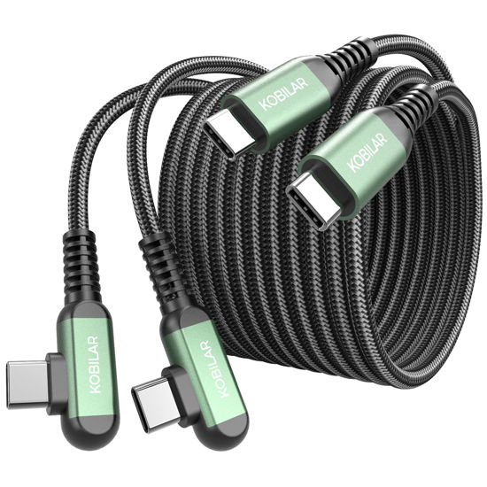 Picture of Kobilar 10ft USB C to USB C Cable, USB C Charger Cord Right Angle 2pack, Fast Charger USB C 90 Degree for iPhone 15/16 Pro Max Plus, iPad Pro, USB C Cable for Samsung S24 S23 S22