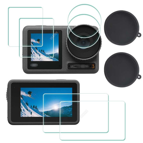 Picture of ULBTER Screen Protector for DJI OSMO Action 3 Camera + Lens cap Cover, 0.3mm 9H Hardness Tempered Glass Protector, Anti-Scrach Anti-Fingerprint Anti-Bubble [2+6 Pieces]