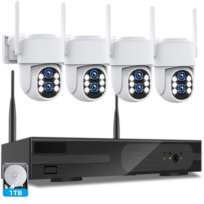 Picture of [Dual Lens WiFi6 & 10X Hybrid Zoom ] Wireless Security Camera System Outdoor: 360° Auto Tracking 4PCS 6MP PTZ Camera for Home Security 10CH Expandable 4K DVR CCTV Security Camera System with 1TB HDD